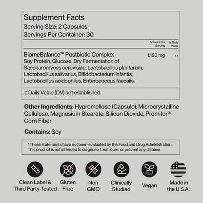 Postbiotics Gut Health Supplement – Bloating Relief, Gut, Brain & Digestive Health - Microbiome & Immune Support with BiomeBalance™ - 1000x More Active Ingredients Than Pre & Probiotics – 60 Capsules SecondKindBuy Supplements Australia