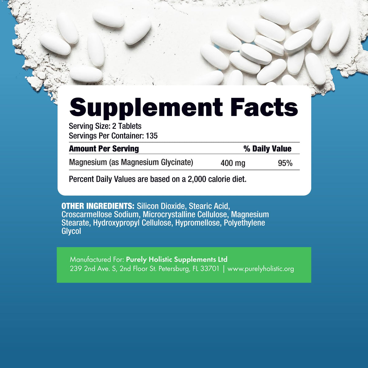 Magnesium Glycinate 400mg | 4+ Month Supply | Sleep, Relaxation & Muscle Support | High Absorption Chelated Magnesium Supplement for Women & Men
