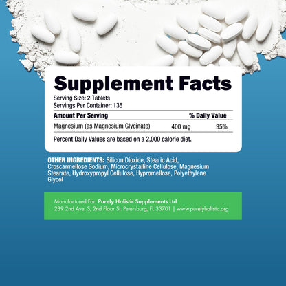 Magnesium Glycinate 400mg | 4+ Month Supply | Sleep, Relaxation & Muscle Support | High Absorption Chelated Magnesium Supplement for Women & Men