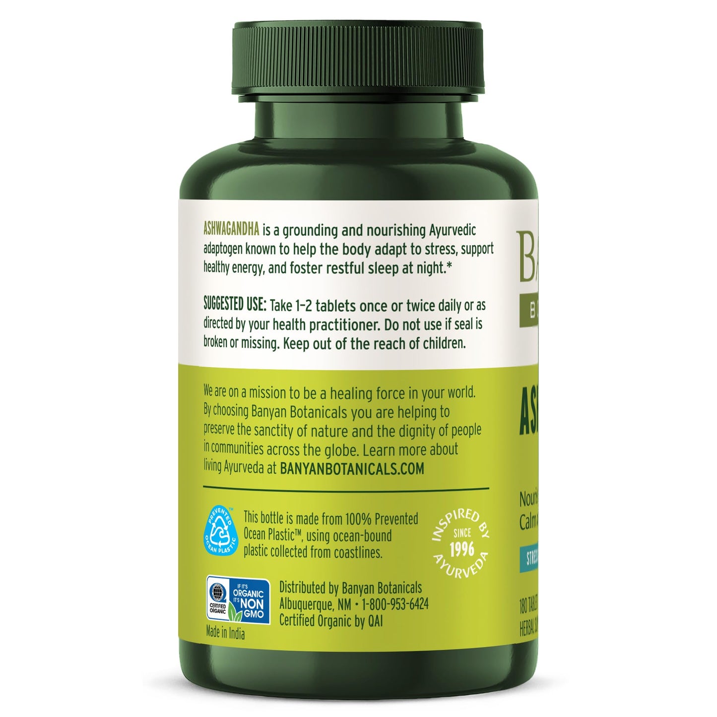 Banyan Botanicals Organic Ashwagandha - 1000mg per Serving - Cortisol Manager & Stress Relief Supplement - Adrenal Support for Mood, Restful Sleep & Muscle Recovery - 180 Tablets - Non-GMO, Vegan* Banyan BotanicalsBuy Supplements Australia