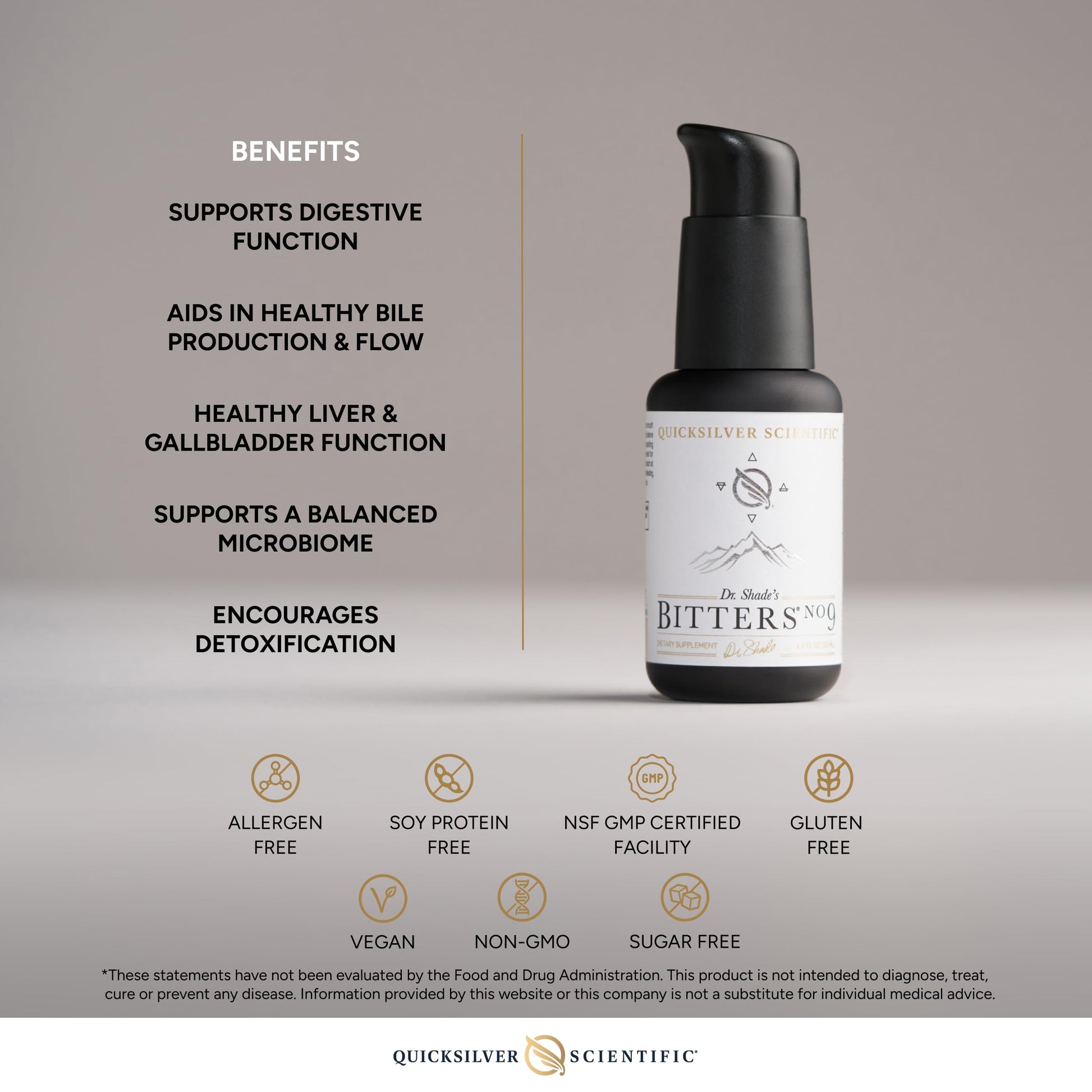 Quicksilver Scientific Dr. Shade's Bitters No. 9 - for Digestion - Fast Acting Liposomal Digestive Bitters with Milk Thistle, Burdock Root & Juniper Essential Oil - Digestive Support (50ml) Quicksilver ScientificBuy Supplements Australia