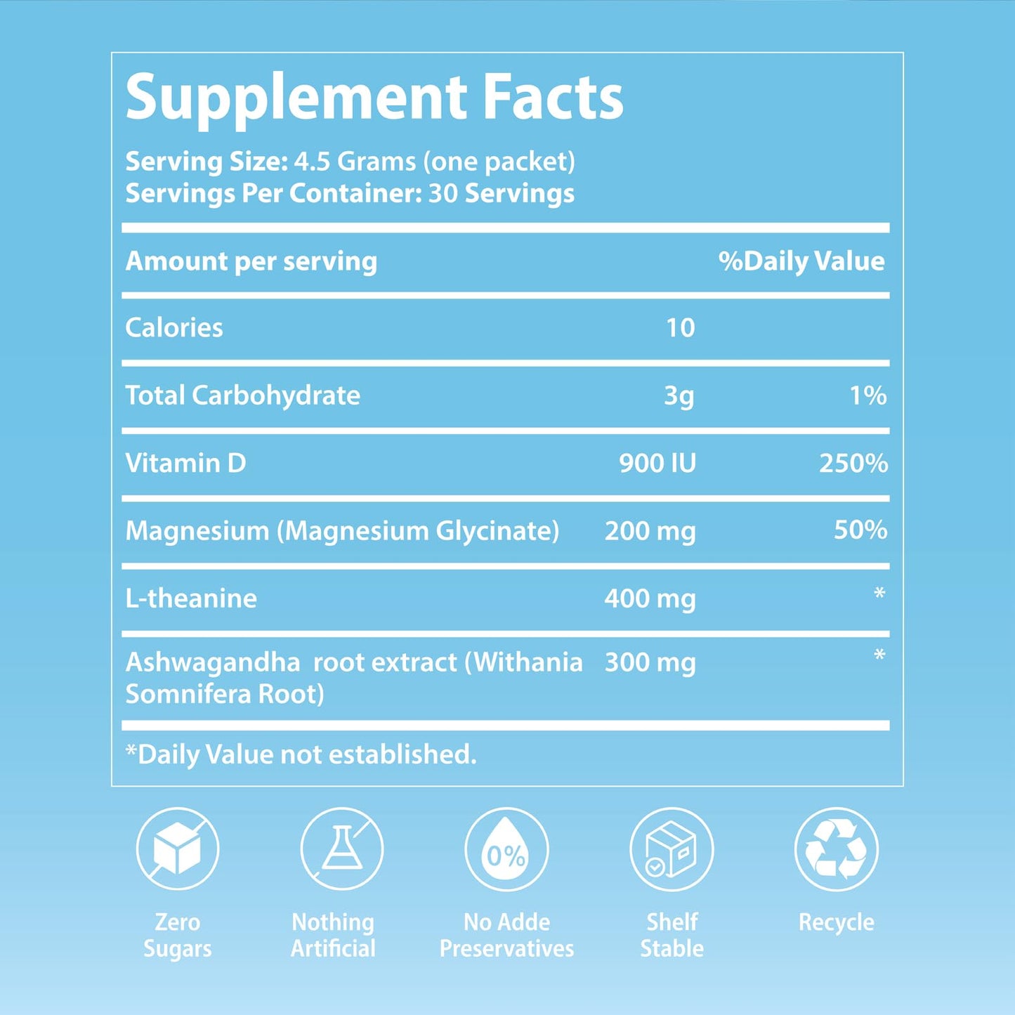 UltraCalm Super Cortisol Drink with Magnesium Glycinate, Ashwagandha, L-Theanine, Vitamin D3, Magnesium Powder for Sleep & Stress Relief