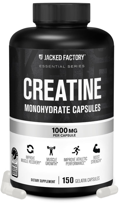 Jacked Factory Creatine Monohydrate Capsules - Creatine Pills for Muscle Growth, Increased Strength, Enhanced Energy Output and Improved Athletic Performance - 150 Capsules Jacked FactoryBuy Supplements Australia