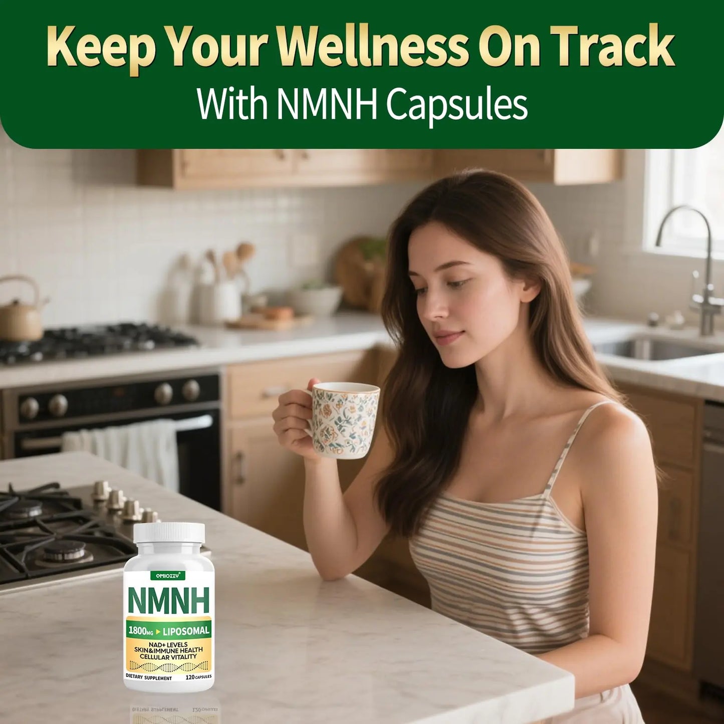 NMNH Supplement 1000mg - Nicotinamide Mononucleotide Alternative, Boost NAD+ with Liposomal Resveratrol & Nicotinamide Riboside NR, for Healthy Cellular, Aging, Energy, 120 Vegan Non-GMO Capsules QmiozzyBuy Supplements Australia