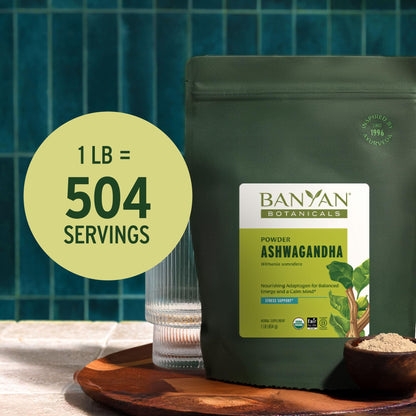 Banyan Botanicals Organic Ashwagandha Root Powder–1lb Bulk (504 Servings)Natural Cortisol Manager & Adrenal Support–Stress Relief, Better Sleep & Energy–Adaptogen for Smoothies & Moon Milk–Vegan,FFL* Banyan BotanicalsBuy Supplements Australia