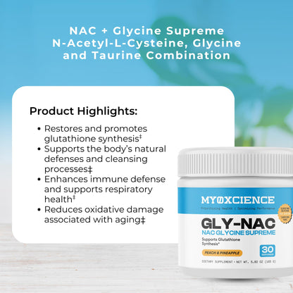 MYOXCIENCE NAC Glycine Supreme | N-Acetyl-L-Cysteine, Glycine, and Taurine Combination (Natural Peach and Pineapple Flavor) (30 Servings) MYOXCIENCE buy supplements Au