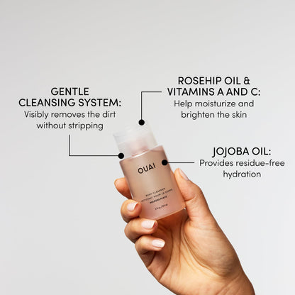 OUAI Body Cleanser Travel Size, Melrose Place - Foaming Body Wash with Jojoba Oil & Rosehip Oil to Hydrate, Balance & Soften Skin - Paraben, Phthalate, Sulfate Free Skin Care Products (3 Fl Oz) OUAIBuy Supplements Australia