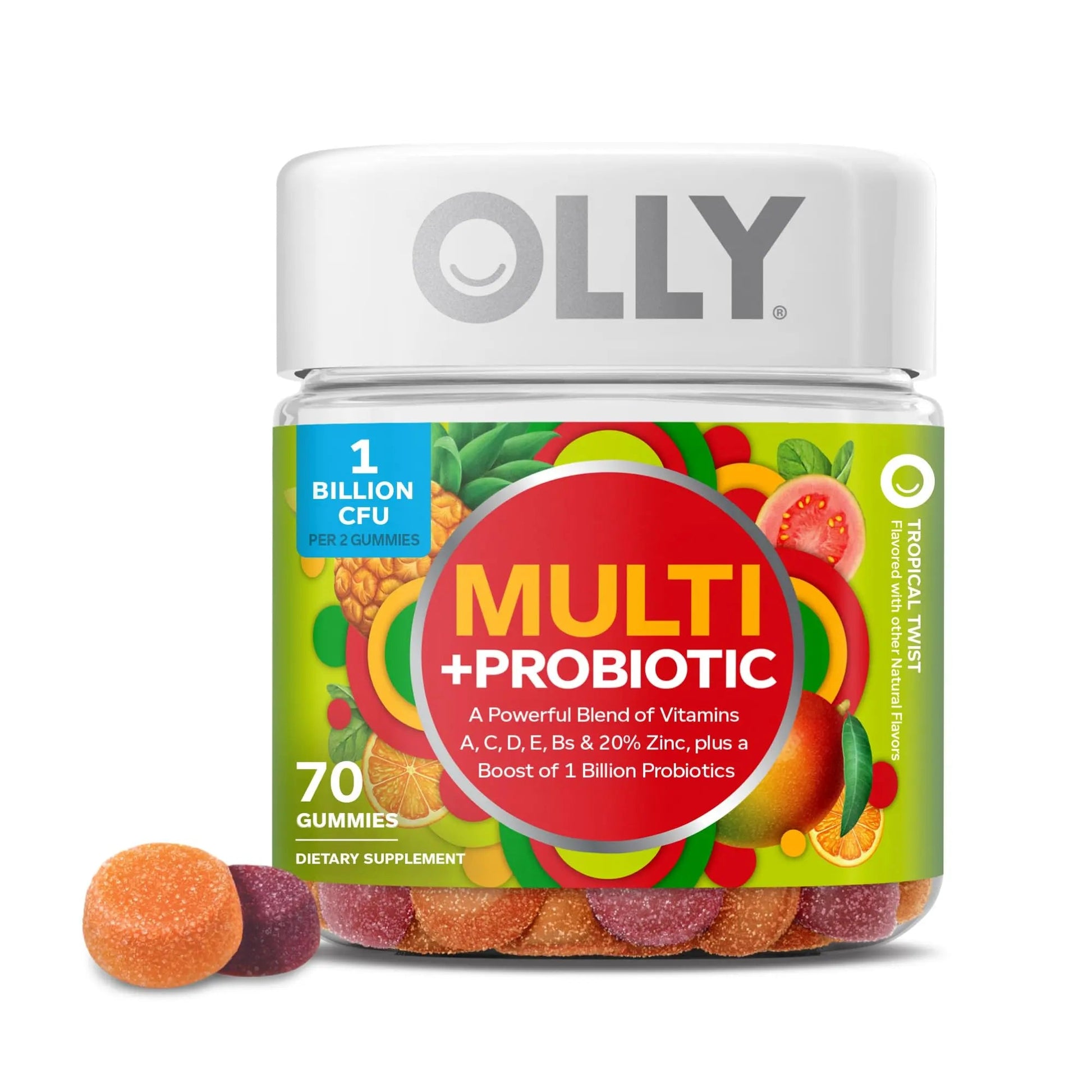 OLLY Multi + Probiotic Adult Multivitamin Gummy, 1 Billion CFUs, Digestive and Immune Support Chewable Supplement, Tropical Twist, 35 Day Supply - 70 Count OLLY buy supplements Au