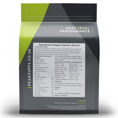 Grass Fed Collagen Powder | Pure Hydrolysed Bovine Protein Peptides (1Kg) Peak SuppsBuy Supplements Australia