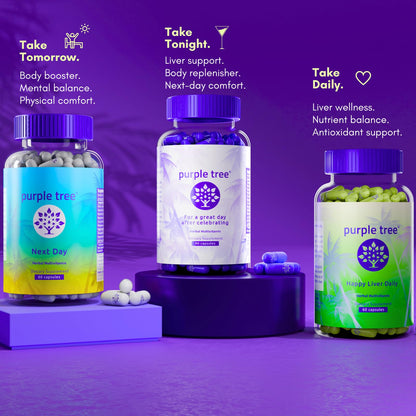 purple tree Next Day – Post-Drink Morning Wellness Supplement for Balance, Restore & Replenishment | Ashwagandha KSM-66, Milk Thistle, Ginger, Peppermint, Electrolytes & Vitamins | 90 Capsules purple treeBuy Supplements Australia