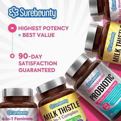 Surebounty Menopause Probiotic Supplement for Women, 70 Billion CFU, with Akkermansia Muciniphila, Vitamins B6 & D3, Botanicals, for Hormone Balance, Hot Flashes, Night Sweats, Gut Health, 60 Capsules SurebountyBuy Supplements Australia