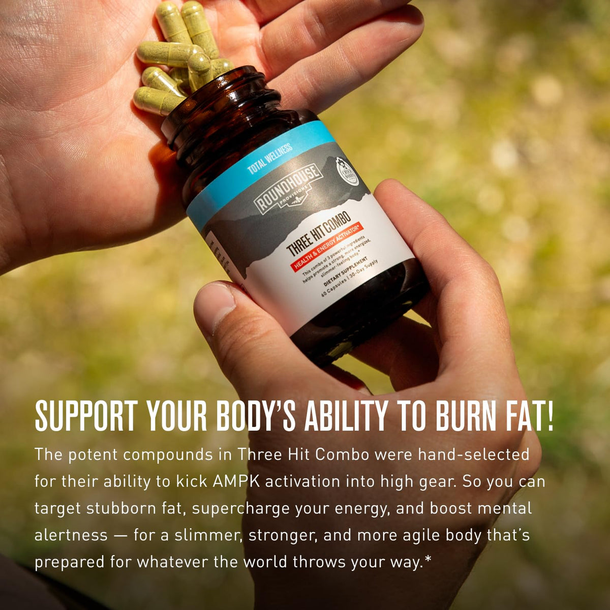 ROUNDHOUSE PROVISION Three Hit Combo by Chuck Norris – Fat Burner, Energy Booster & Wellness Support – 30-Day Supply (60 Capsules) ROUNDHOUSE PROVISIONBuy Supplements Australia