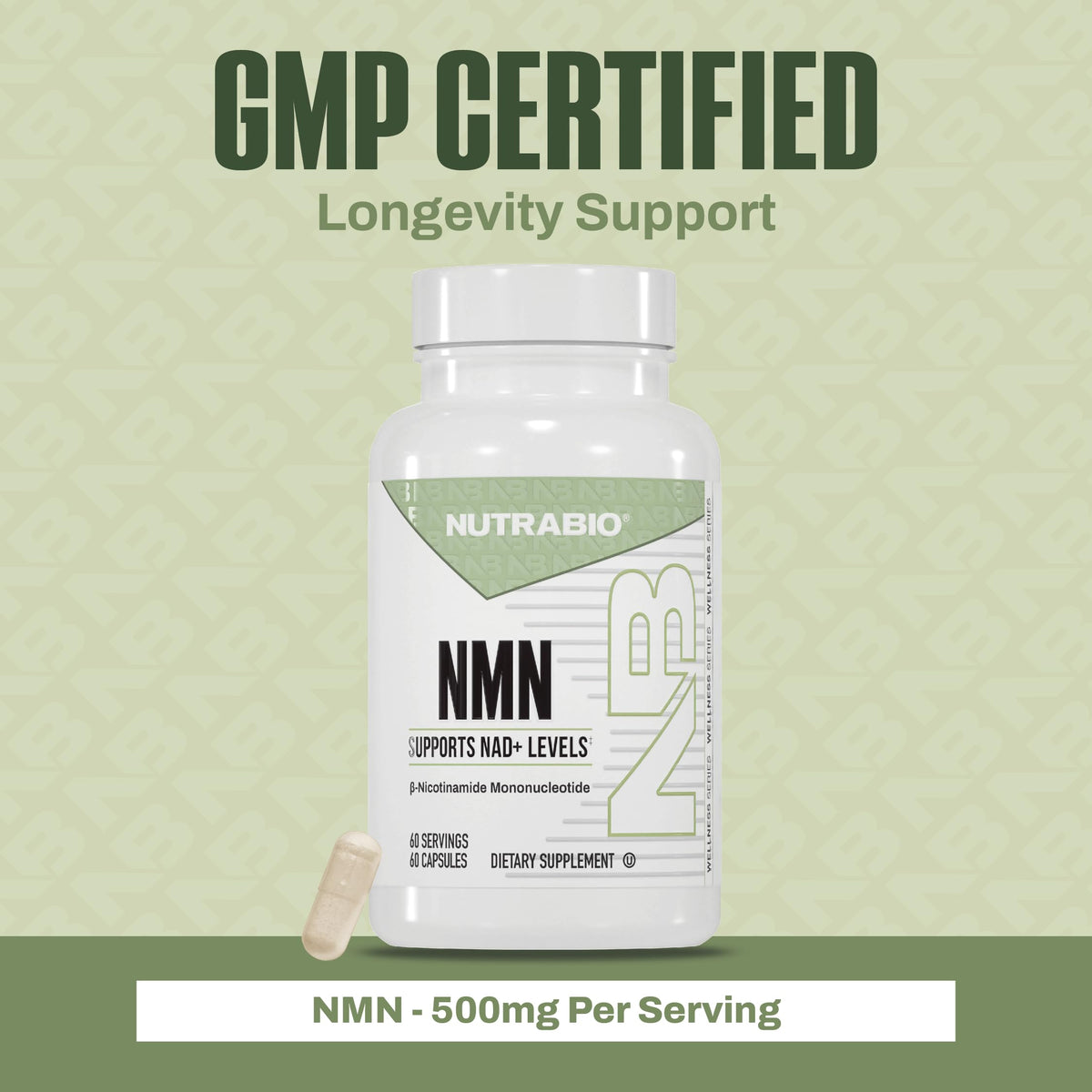 NutraBio NMN - NAD Supplement, Longevity Support, Boost NAD Levels, Increase Cellular Energy, Brain Health, Healthy Aging- 60 Servings- 60 Capsules NutraBioBuy Supplements Australia