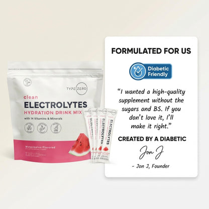 Type Zero Sugar Free Electrolytes Powder Packets + Clean Hydration Powder Stick Packs with 14 Vitamins and Minerals - Watermelon Flavor, 30 Servings Type ZeroBuy Supplements Australia