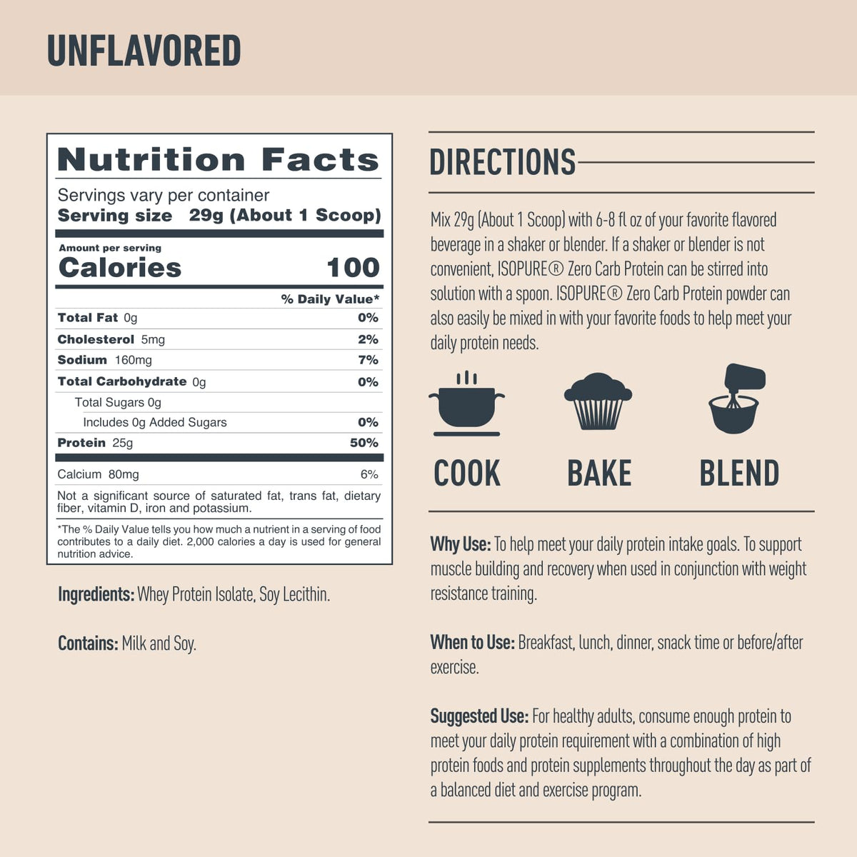 Isopure Unflavored Protein, 25g Whey Isolate, Zero Carb & Keto Friendly, 47 Servings IsopureBuy Supplements Australia