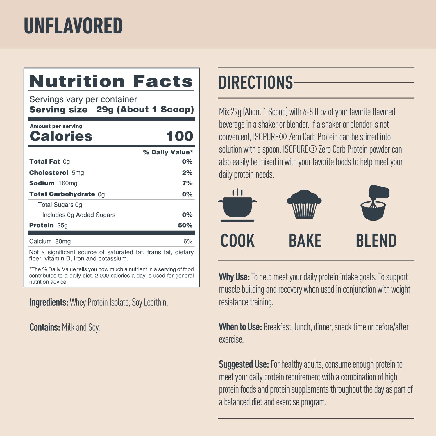 Isopure Unflavored Protein, 25g Whey Isolate, Zero Carb & Keto Friendly, 47 Servings IsopureBuy Supplements Australia