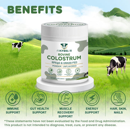 MICYDELAS Bovine Colostrum Supplement Powder 50% IgG Premium Bovine Colostrum for Gut Health Support, Immune Support, Muscle Recovery & Overall Wellness, Grass Fed, Non-GMO, Unflavored, 60 Servings MICYDELAS buy supplements Au