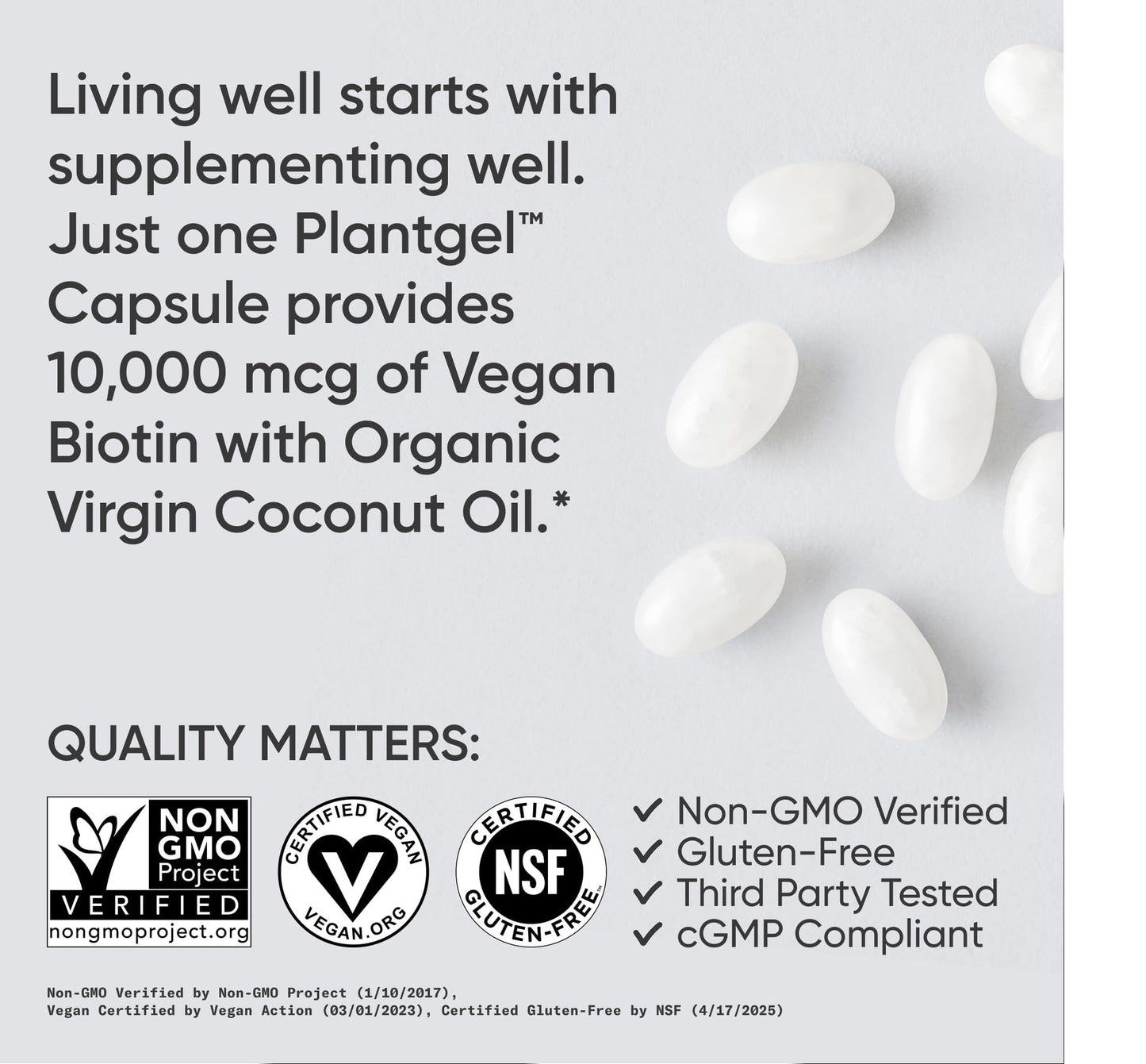 Sports Research® Biotin 10,000mcg with Organic Coconut Oil - Biotin (Vitamin B7) for Healthy Skin and Hair Support* - for Women and Men - Vegan, Non-GMO