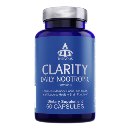Thrivous Clarity Daily Nootropic – Cognitive Support & Mood Formula with Bacopa (Synapsa®), L-Theanine, Rhodiola Rosea, Vitamin B Complex