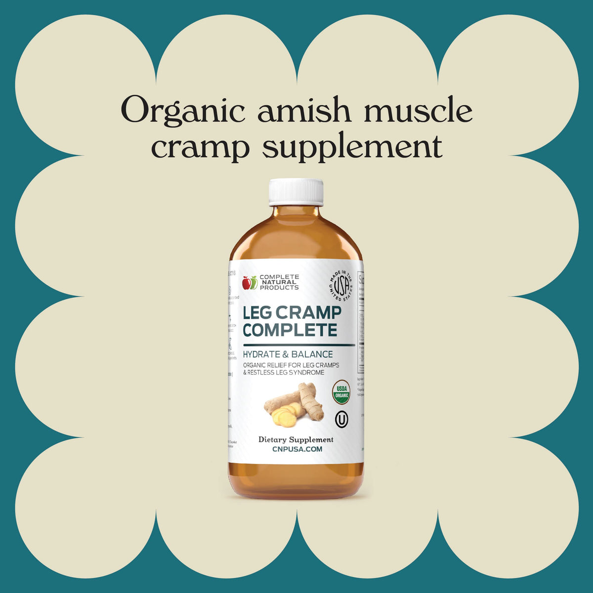 Organic Amish Leg Cramp Relief Liquid 16oz - Natural Muscle and Foot Support Supplement with Apple Cider Vinegar, Ginger, Garlic, Aloe, Fast Cramp Reducing Formula, Certified Organic, Made in USA Complete Natural ProductsBuy Supplements Australia