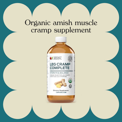 Organic Amish Leg Cramp Relief Liquid 16oz - Natural Muscle and Foot Support Supplement with Apple Cider Vinegar, Ginger, Garlic, Aloe, Fast Cramp Reducing Formula, Certified Organic, Made in USA Complete Natural ProductsBuy Supplements Australia