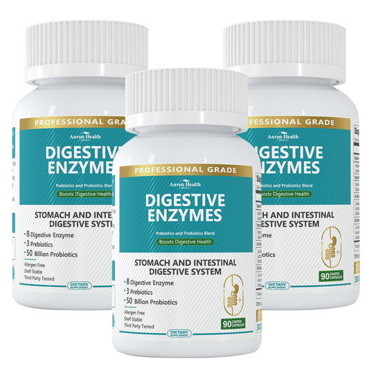 Anven Health 800mg Digestive Enzymes for Men and Women with Probiotics & Prebiotics, 8 Key Enzymes, Protease, Amylase & Lipase | 270 Capsules - A 90-Day Supply
