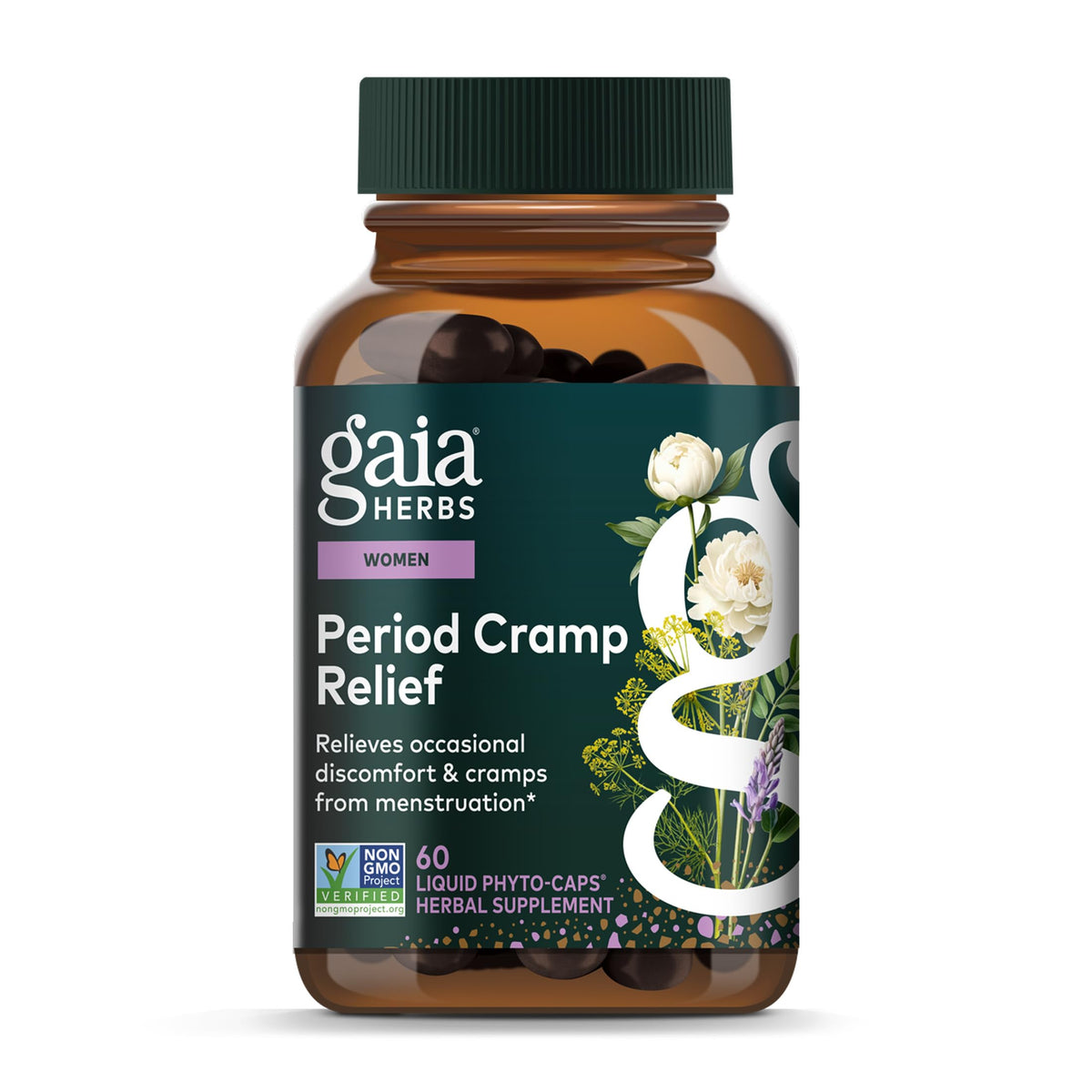 Gaia Herbs Cramp Relief - Herbal Supplement for Period Cramp Relief* - Made with Fennel Seed, Licorice Root & More - 60 Vegan Liquid Phyto-Caps (60 Servings) Gaia HerbsBuy Supplements Australia