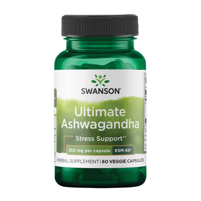 Swanson Ultimate Ashwagandha KSM-66 - Herbal Supplement Supporting Healthy Stress Levels & Relaxation - Natural Formula to Promote a Calm & Relaxed Mindset - (60 Veggie Capsules, 250mg Each) SwansonBuy Supplements Australia