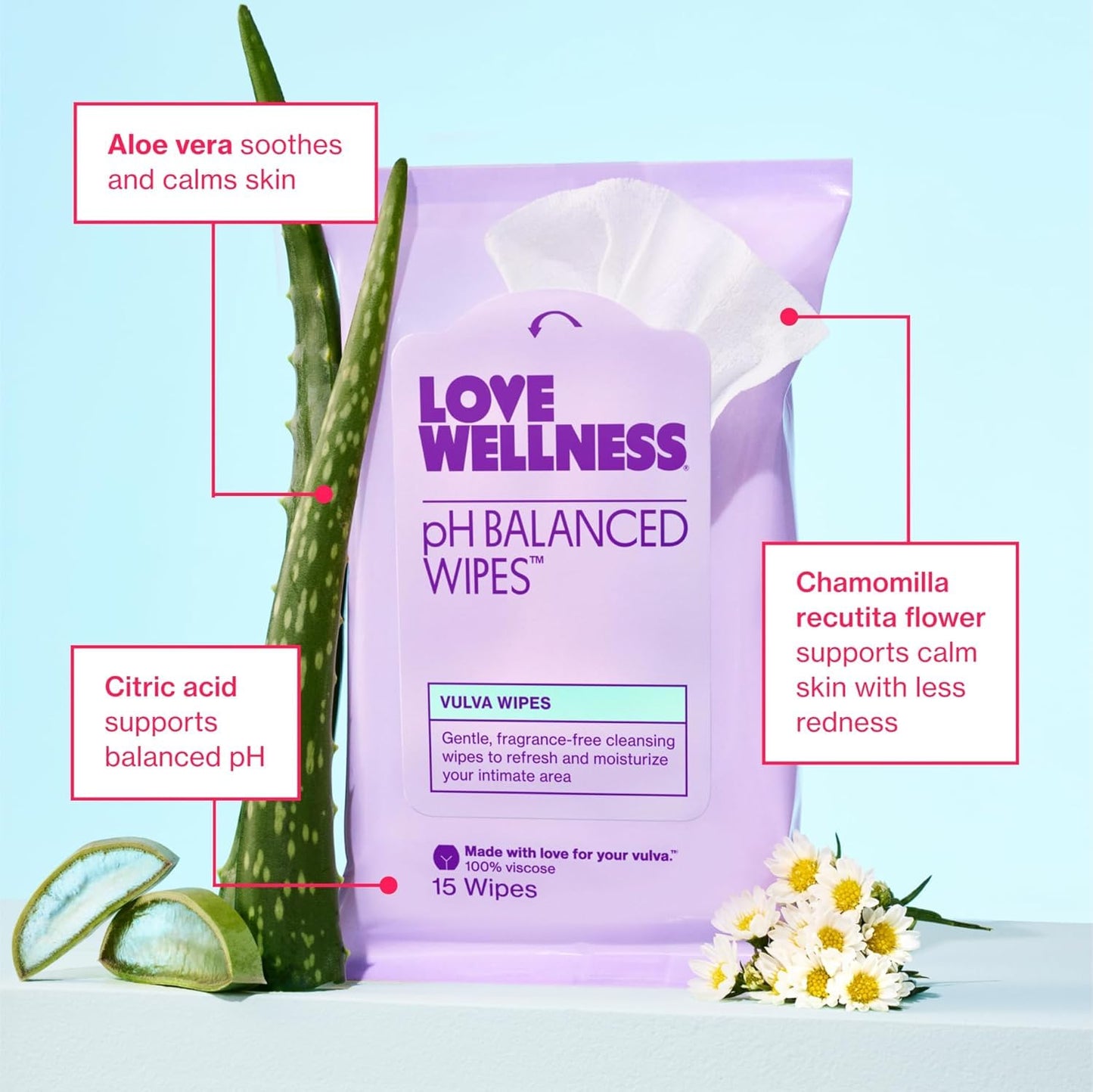 Love Wellness pH Balancing Wipes for Women | Fragrance-Free | Vulva Cleanser for Balanced pH, Intimate Health & Hygiene | Non-Irritating with Aloe Vera for Sensitive Skin | Travel Size | 3-Pack Love WellnessBuy Supplements Australia
