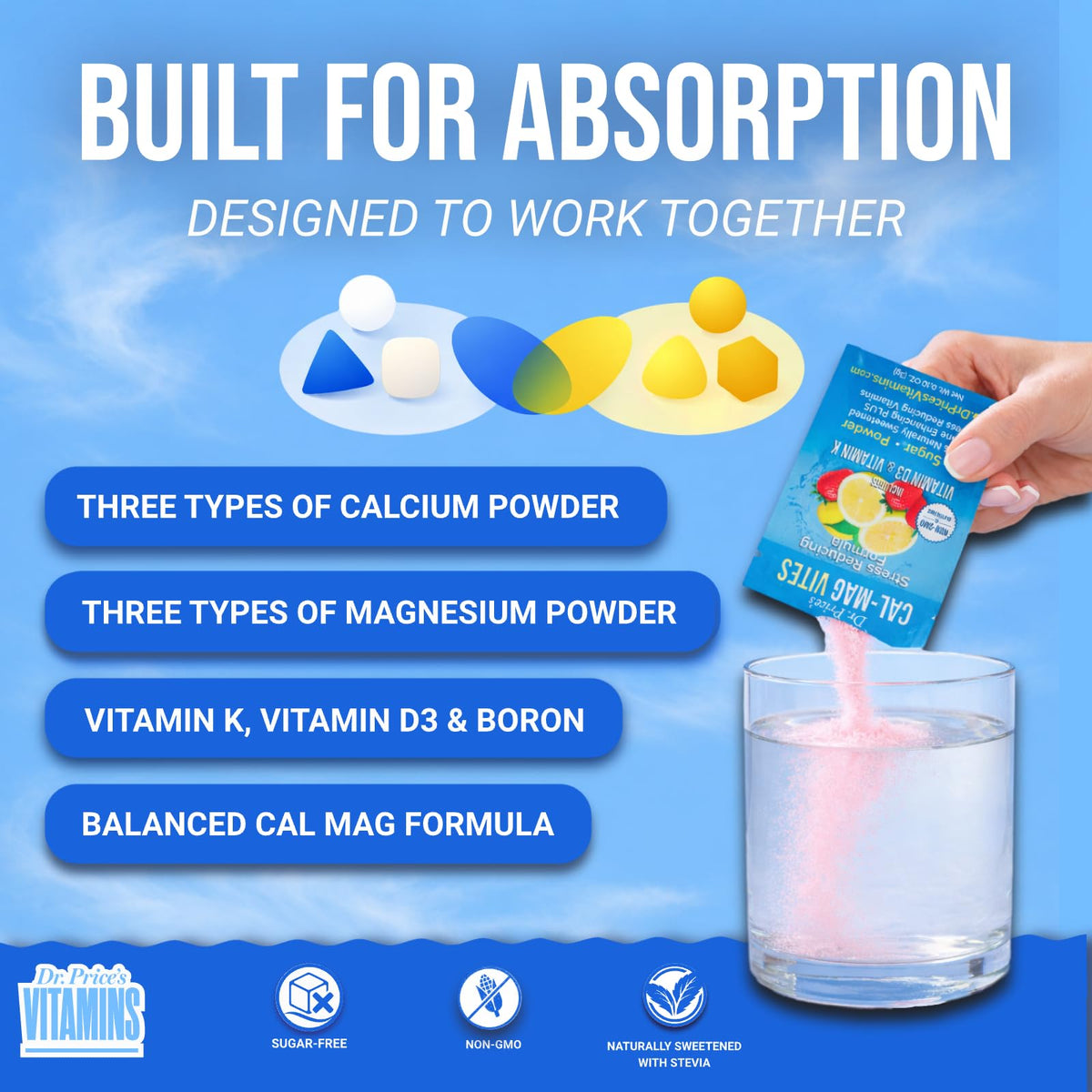 Dr. Price’s Cal-Mag Vites – Strawberry Lemon, 30 Packs | Calcium Magnesium Powder Packets + Vitamin D3, K & Boron | Calming Bone & Muscle Support for Kids & Adults | Doctor-Formulated, Made in USA Dr. Price's VitaminsBuy Supplements Australia