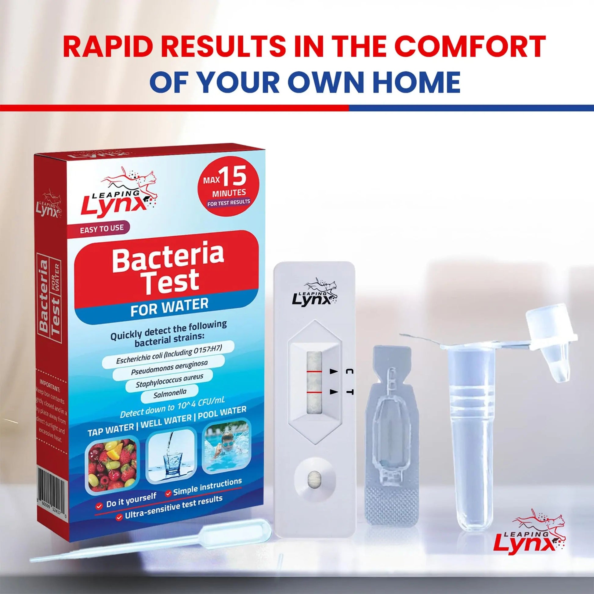 Bacteria Water Test Kit – Coliform, E. coli & Salmonella Detection for Well & Tap Water | Rapid Home Drinking Water Screening Kit with Lab-Quality Results | Leaping Lynx Leaping LynxBuy Supplements Australia