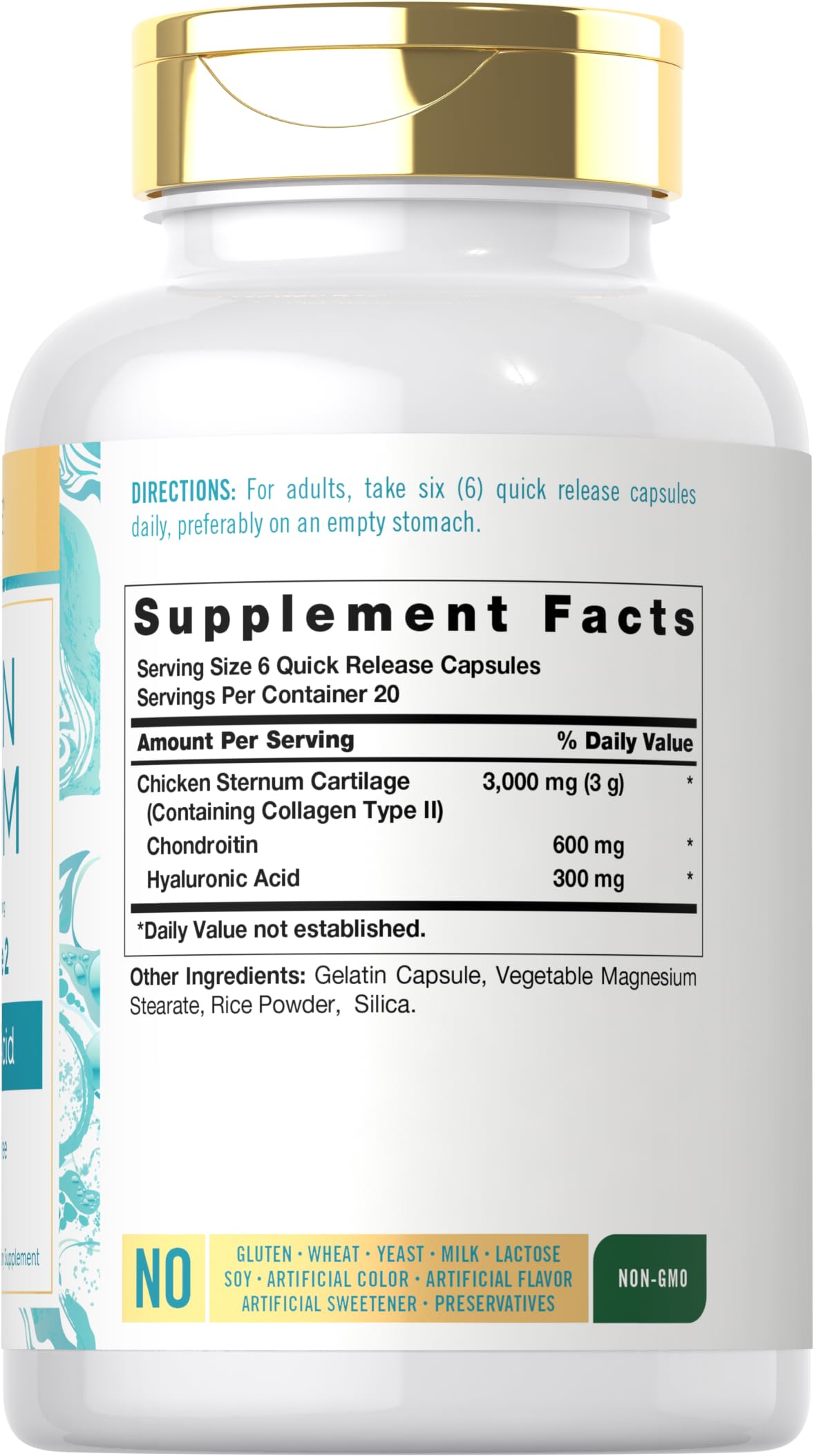 Carlyle Chicken Sternum Collagen Type 2 | 3000mg | 120 Capsules | Plus Hyaluronic Acid | Non-GMO, Gluten Free Supplement Carlyle buy supplements Au