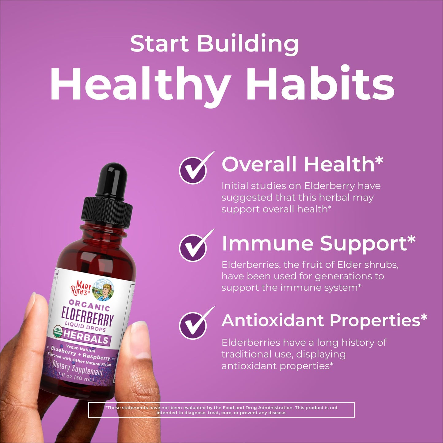 MARYRUTH'S Elderberry Liquid Drops for Adults & Kids | Immune Support | Antioxidant | Overall Wellness | Elder Berry Extract | USDA Organic | Sugar Free | Vegan | Non-GMO | Gluten Free | 1 Fl Oz MARYRUTH'SBuy Supplements Australia