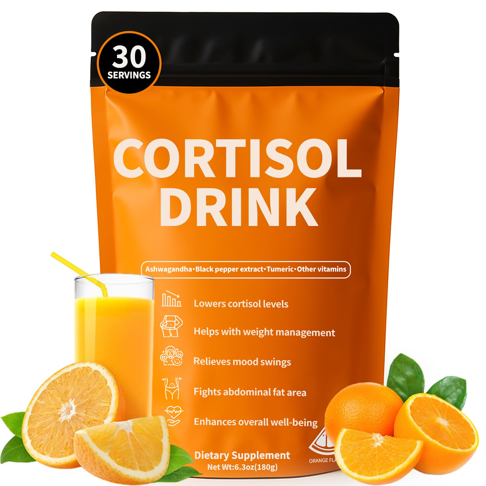 Cortisol Drink Powder - Natural Cortisol Supplements for Ashwagandha, L-Theanine, Turmeric Root, Black Pepper Extract, Relaxation, Focus, Mental Clarity oviaapoBuy Supplements Australia