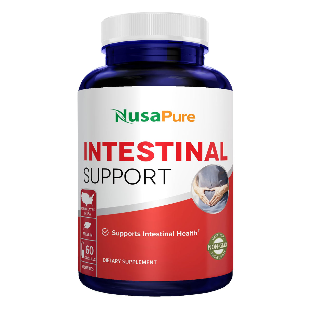 NusaPure Intestinal Support for Humans (Non-GMO), Wormwood, Garlic, Black Walnut Hull, 60 Capsules NusaPureBuy Supplements Australia