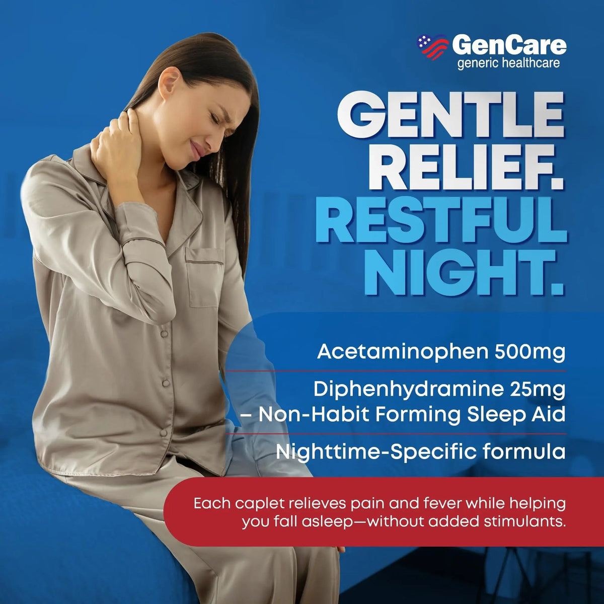 GenCare Extra Strength Acetaminophen PM 500 mg (375 Tablets) | Ultimate Pain Relief & Sleep Support for Adults | Quick Acting & Non Habit Forming Headache Relief | Eases Aches & Joint Discomfort GenCareBuy Supplements Australia