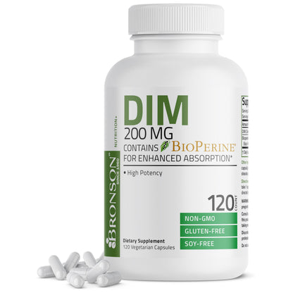 Bronson DIM Supplement 200 MG Diindolymethane with BioPerine for Enhanced Absorption, Estrogen Metabolism & Maintains Balanced Hormone Levels, 120 Vegetarian Capsules BronsonBuy Supplements Australia