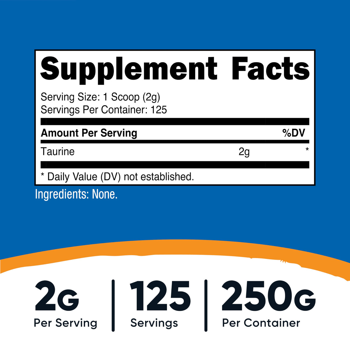 Nutricost Taurine Powder 250 Grams - 125 Servings, 2000mg Per Serving NutricostBuy Supplements Australia