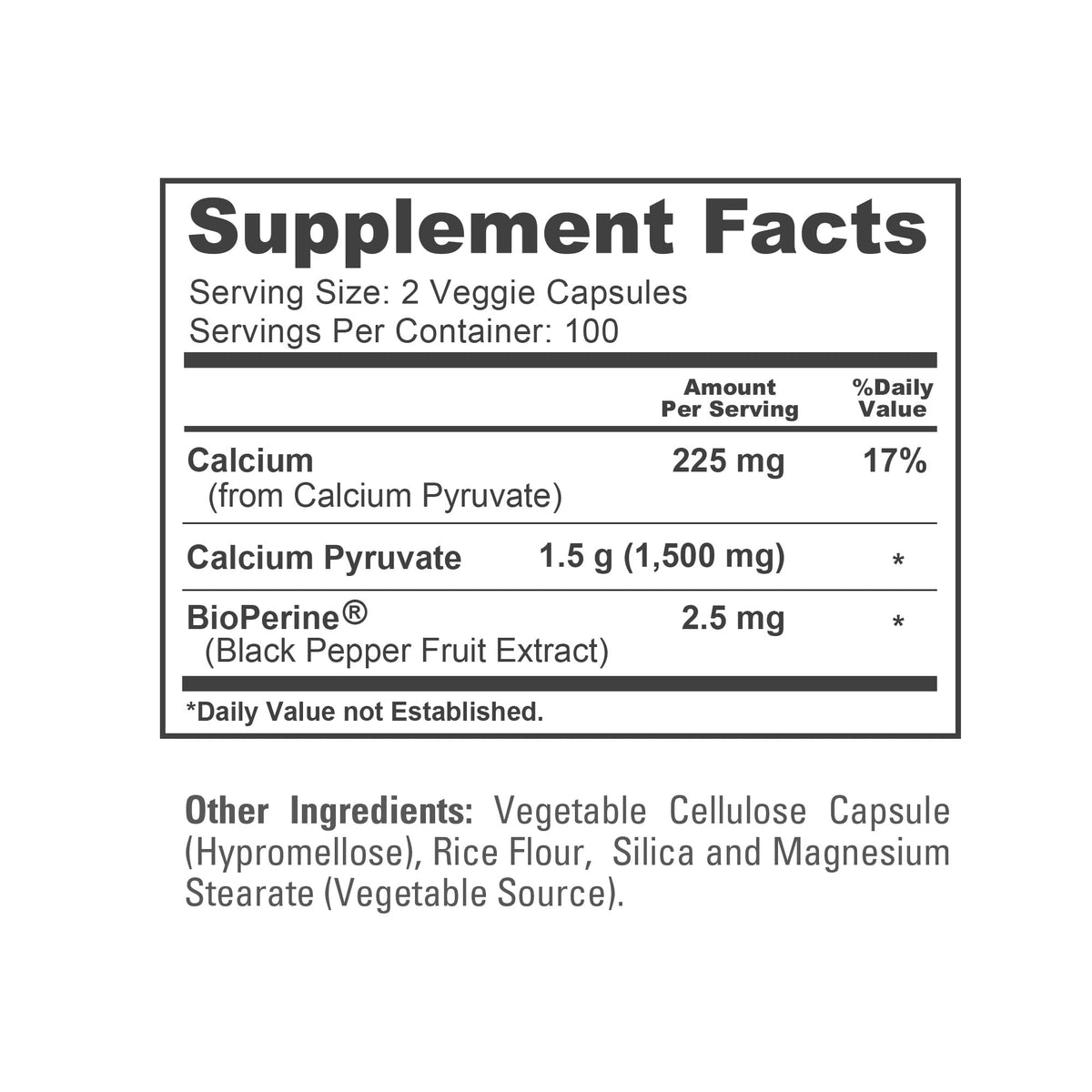 NusaPure Calcium Pyruvate - Suitable for Vegetarian/Vegan, Non - GMO - 1500 mg - 200 Capsules NusaPureBuy Supplements Australia