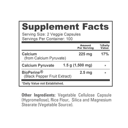 NusaPure Calcium Pyruvate - Suitable for Vegetarian/Vegan, Non - GMO - 1500 mg - 200 Capsules NusaPureBuy Supplements Australia