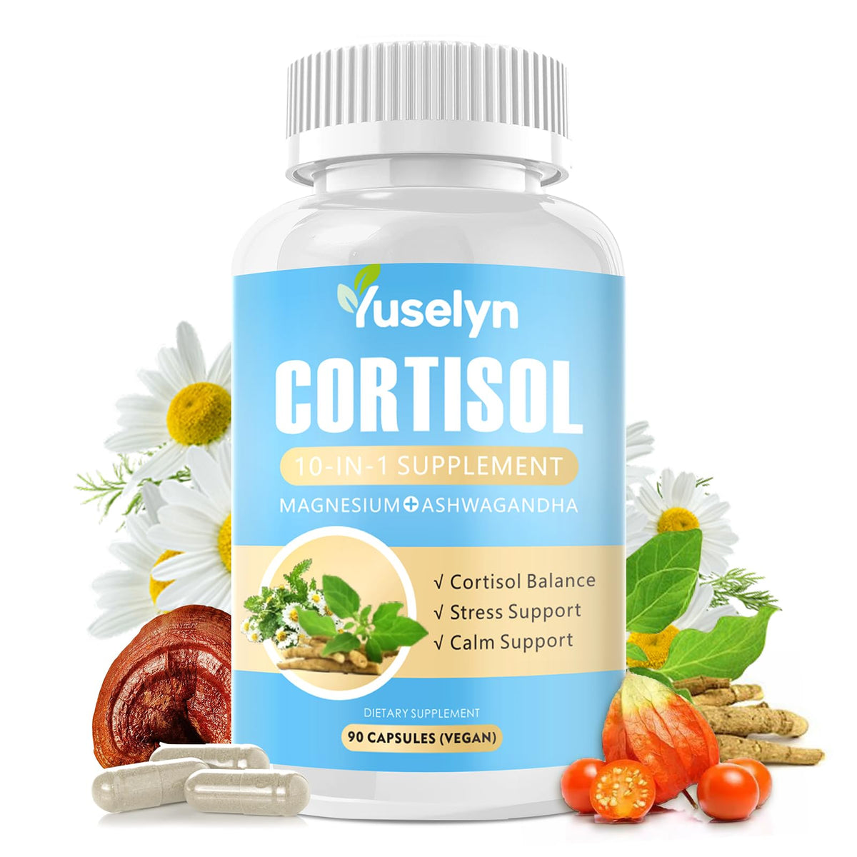 Yuselyn Cortisol Supplements for Women & Men, 10-in-1 Cortisol Detox Manager - High Cortisol Lowering Supplements with Magnesium, Ashwagandha & L-Theanine for Balanced Calm & Stress Relief YuselynBuy Supplements Australia