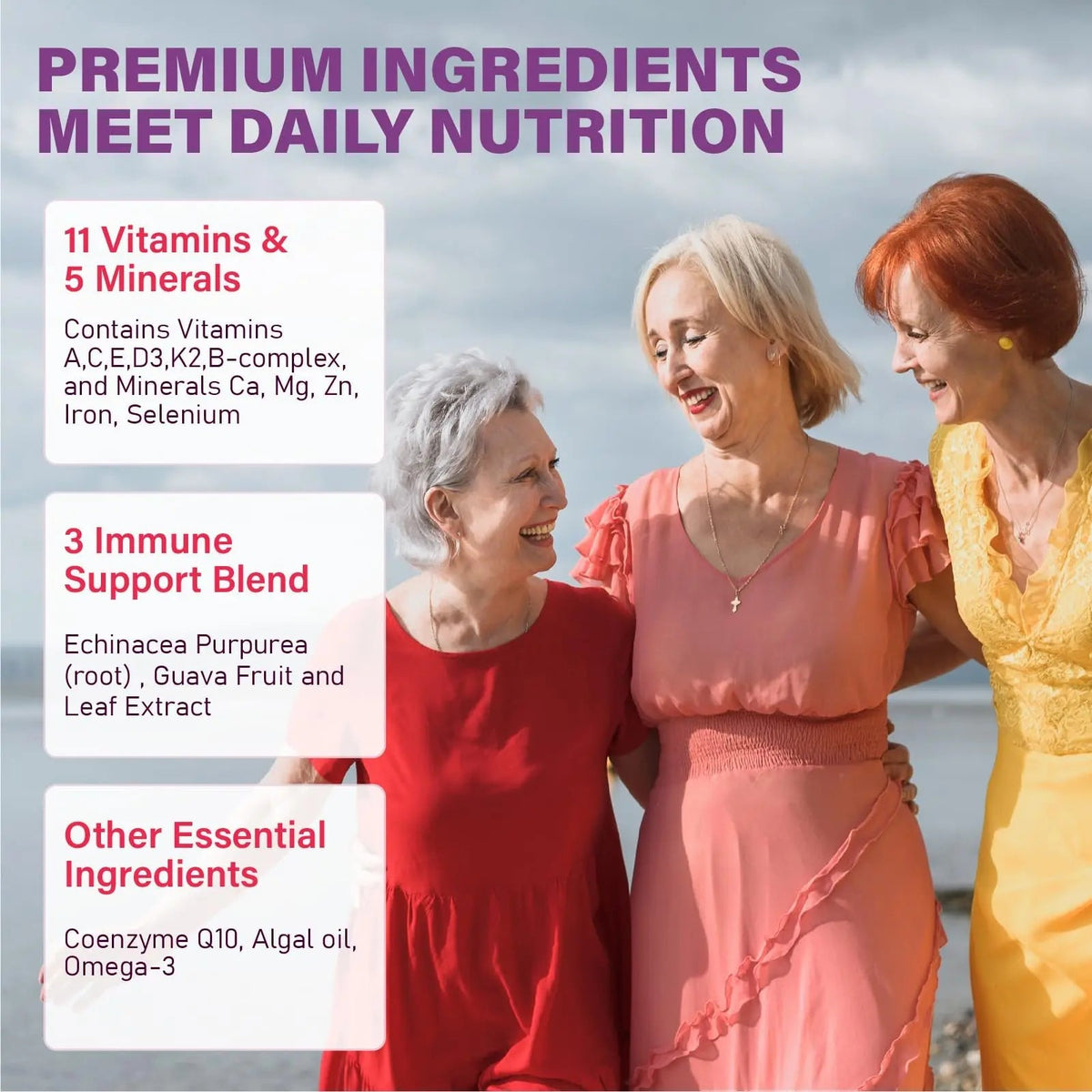 Multivitamin Gummies for Women 50 Plus - with Omega 3, Coenzyme Q10, Iron, Calcium, Zinc, Vitamin A, C, D3, E, K2, B Complex, Folate Tcemundry