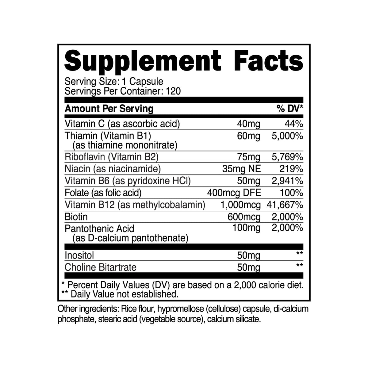 Nutricost High Potency Vitamin B Complex 460mg, 120 Capsules - with Vitamin C - Energy NutricostBuy Supplements Australia