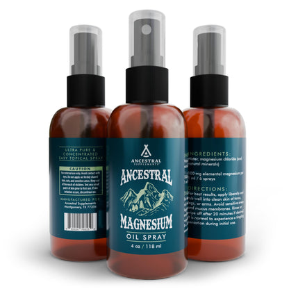 Ancestral Supplements Magnesium Spray, Magnesium for Sleep + Muscle Support, Made with Magnesium Chloride & Natural Minerals, Fast Absorbing Topical Magnesium Oil Supplement for Body Application, 4 oz Ancestral SupplementsBuy Supplements Australia
