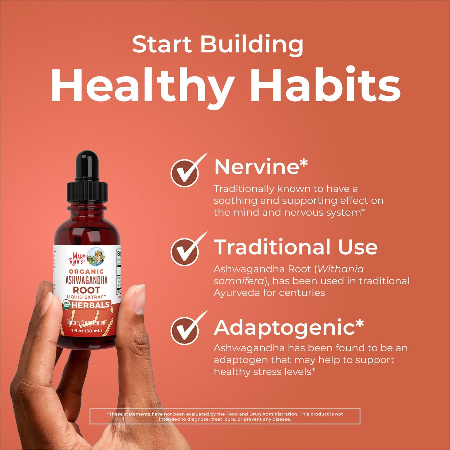 MaryRuth Organics Ashwagandha Root | USDA Organic Ashwagandha Liquid Drops | Stress Relief, Natural Calm, Relaxation and Mood Support Supplement | Adaptogenic | Nervine | Vegan | Non-GMO | 60 Servings MARYRUTH'SBuy Supplements Australia