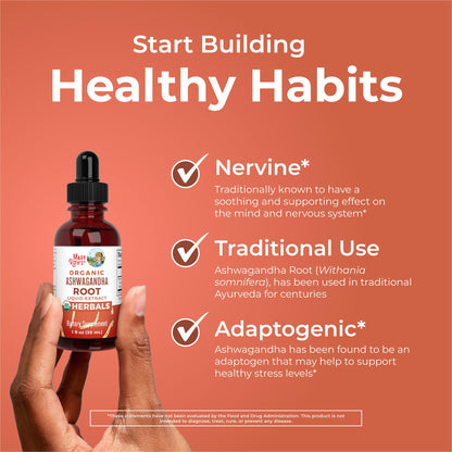 MaryRuth Organics Ashwagandha Root | USDA Organic Ashwagandha Liquid Drops | Stress Relief, Natural Calm, Relaxation and Mood Support Supplement | Adaptogenic | Nervine | Vegan | Non-GMO | 60 Servings MARYRUTH'SBuy Supplements Australia