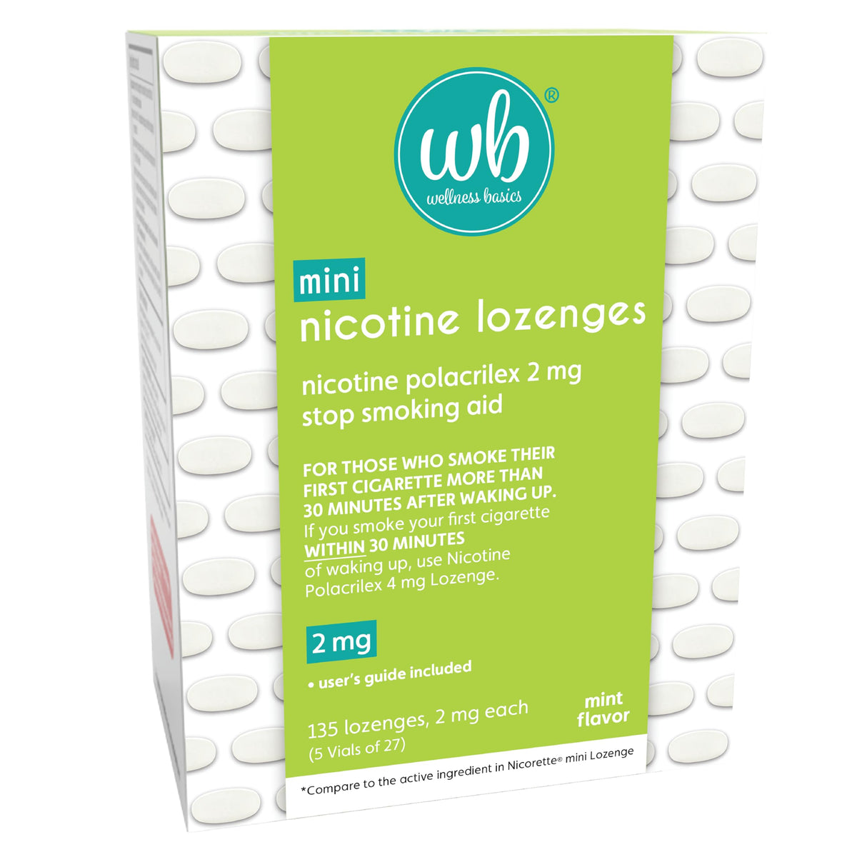 Wellness Basics Mini Nicotine Lozenge 2mg | Stop Smoking Aid | Mint Flavor | 135 Count | Pack of 5 Vials | Reduces Cravings & Withdrawal Symptoms Wellness Basics buy supplements Au
