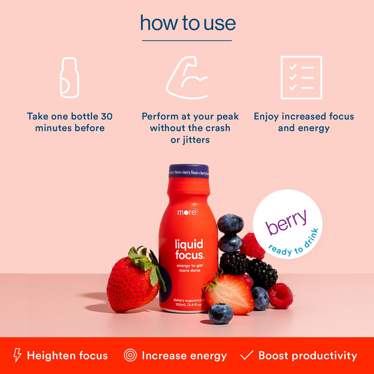 More Labs Liquid Focus, Nootropic Smart Drink with Powerful Antioxidants & Adaptogenic Herbs for Energy and Concentration, 150mg Caffeine (Pack of 12) More LabsBuy Supplements Australia