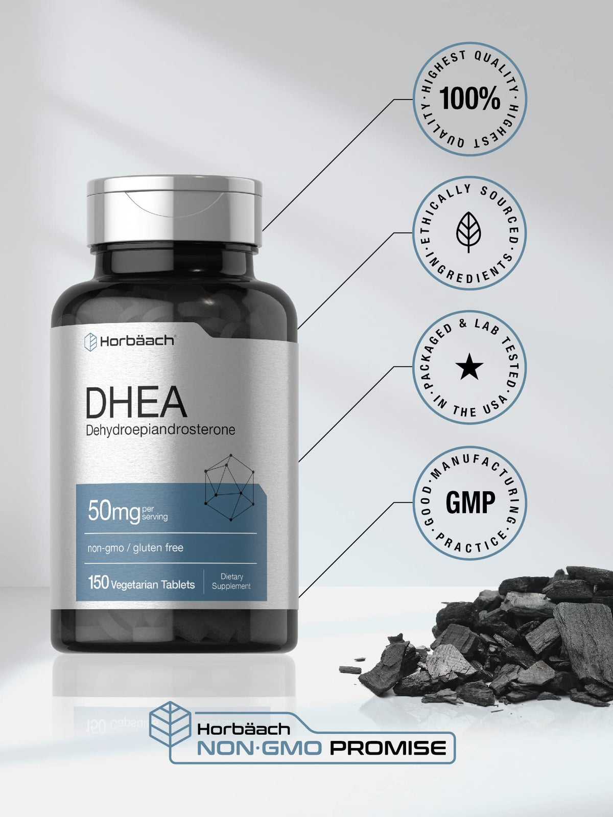 DHEA 50mg 150 Tablets | Non-GMO, Gluten Free Supplement | by Horbaach HorbäachBuy Supplements Australia
