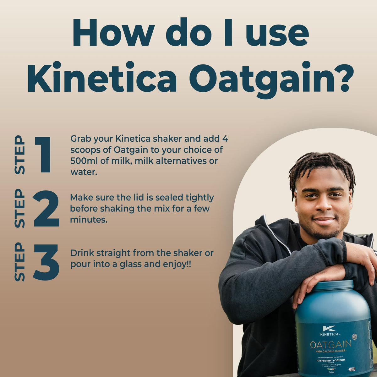 Kinetica OatGain Weight Gainer 600+ Calories & 47g Protein per Serving, 2.4 kg KineticaBuy Supplements Australia